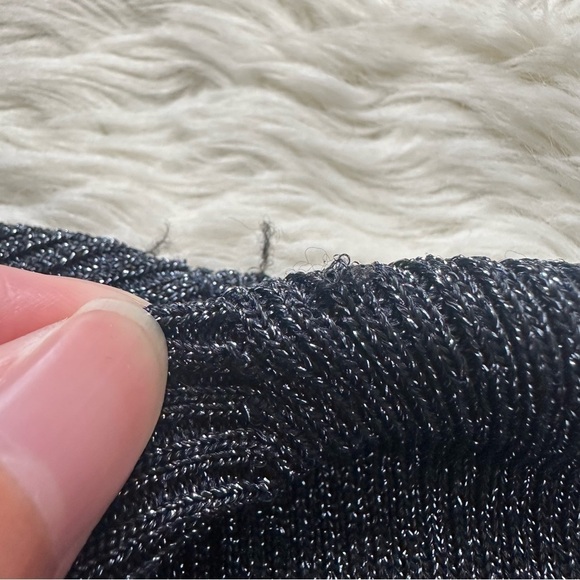 3.1 Phillip Lim Sweater Turtleneck Long Sleeve Ribbed Sparkle Metallic Navy L - Picture 11 of 11